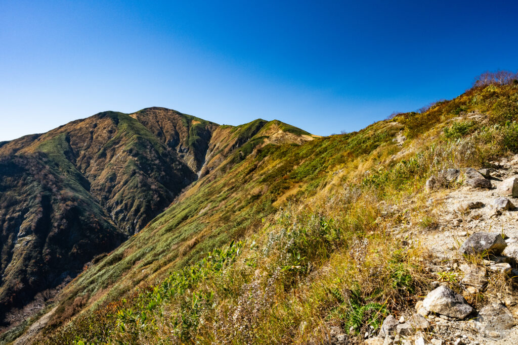 小朝日岳から大朝日岳への稜線